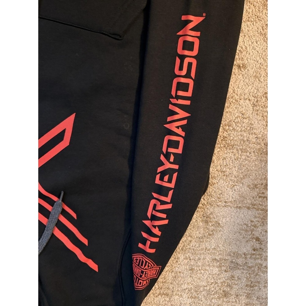 Harley-Davidson Women's Small Full Zip Hoodie Black Red Graphic Logo Biker - Picture 2 of 6